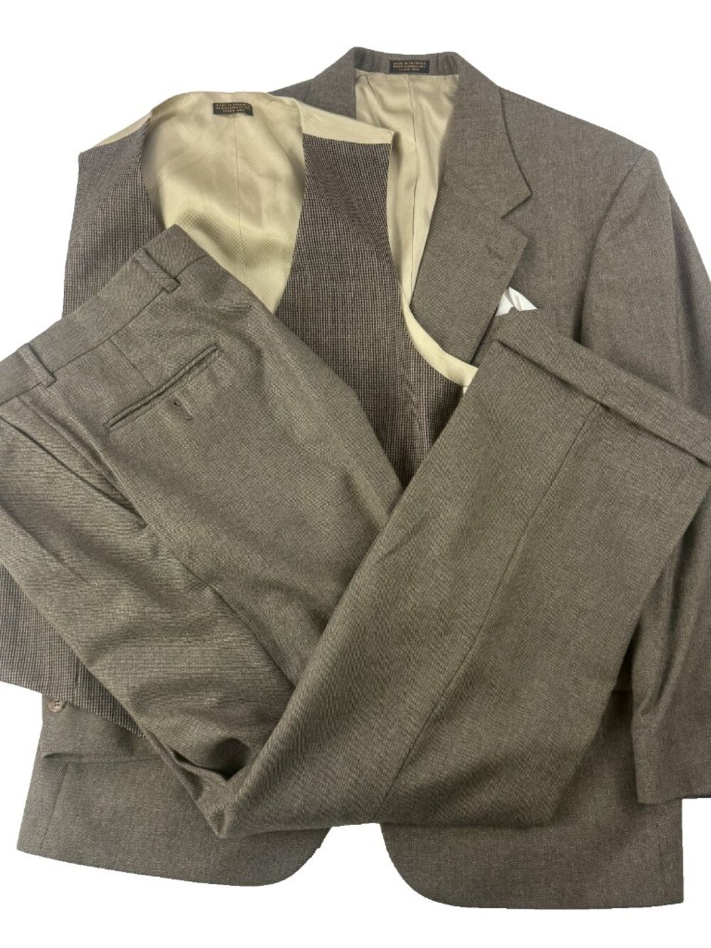 vintage OSCAR de la RENTA wool 3PC SUIT Brown 40S 33x30 Heavy Wool Pleated Pants